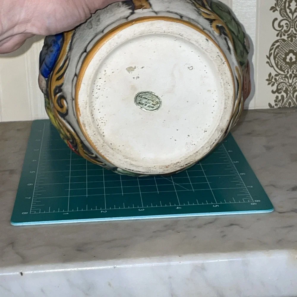 Vintage Ceramic Bavarian Biscuit or‎ Tobacco Jar | Hand Painted Lovers in Relief